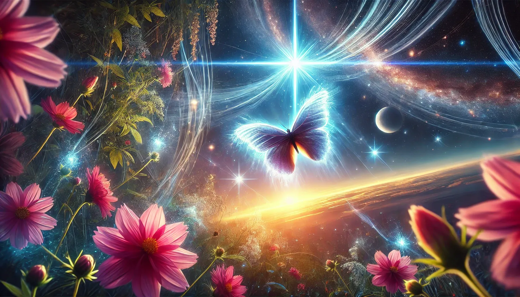 An image of a butterfly and Alpha Centauri communicating their love through vibrations.